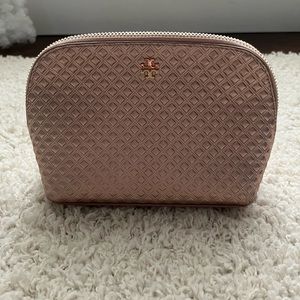 EUC Tory Burch Cosmetic Case, Rose Gold